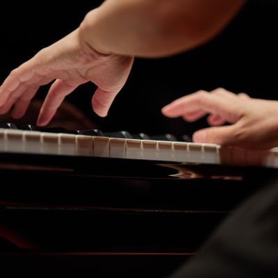Close up of pianist's hands